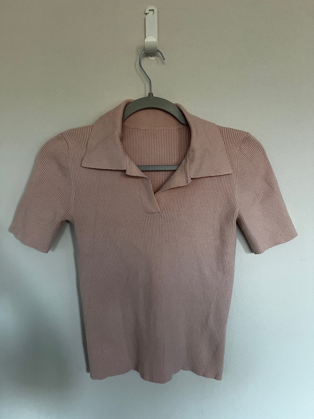Ribbed Polo Short Sleeve Top